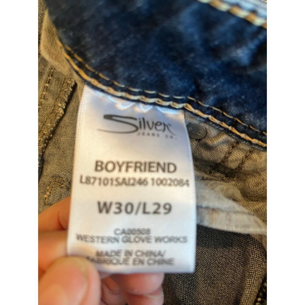 Silver jeans Boyfriend Women 30x29 Grunge Western Distressed Y2K Thick Stitch - Picture 3 of 16